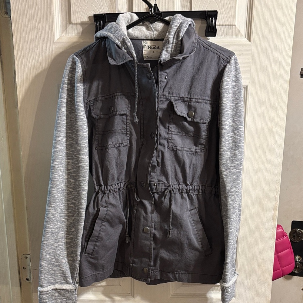 Mudd Gray and Light Gray Hooded Jacket